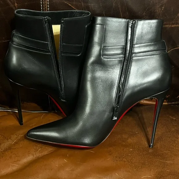 New Christian Louboutin Lock So Kate Leather 100 Sexy Booties DAMAGED ZIPPER 42 - Picture 7 of 15